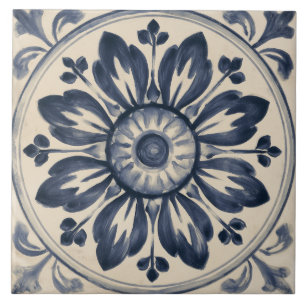 Indigo Floral Medallion Tile