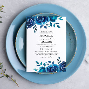 Indigo Floral Wedding Invitation