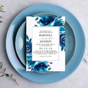 Indigo Floral Wedding Invitation