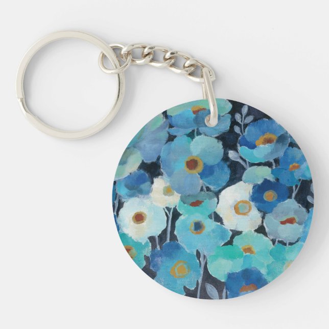 Indigo Flowers Key Ring (Front)