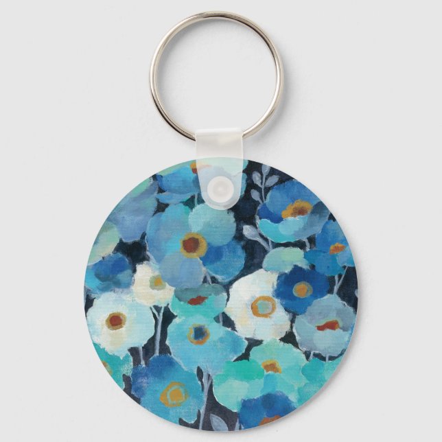 Indigo Flowers Key Ring (Front)