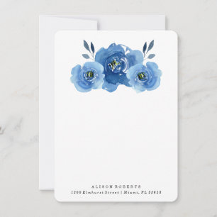 Indigo Flowers Personalised Stationery Card