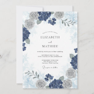 Indigo Frosty Winter Wedding Invitation