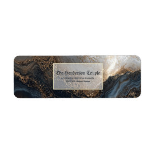 Indigo Gold Foil Agate Return Address