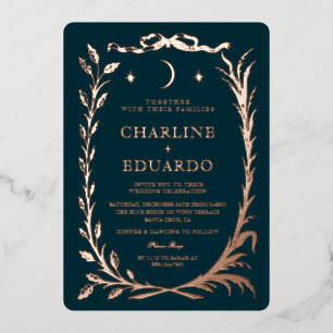 Indigo Gold Ivy Ornament  Wedding  Invitation
