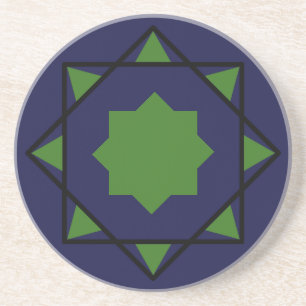  Indigo green moroccan mosaic geometric pentagons Coaster