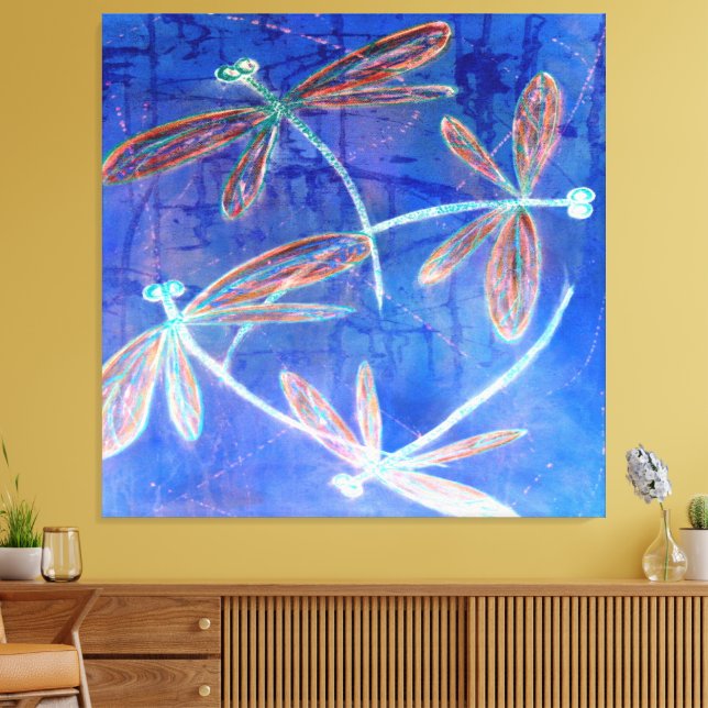 Indigo Haze Dragonfly Flit Canvas Print (Insitu(LivingRoom))