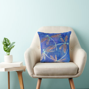 Indigo Haze Dragonfly Flit Cushion