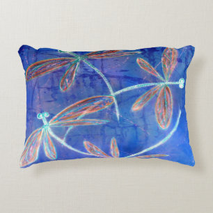 Indigo Haze Dragonfly Flit Decorative Cushion