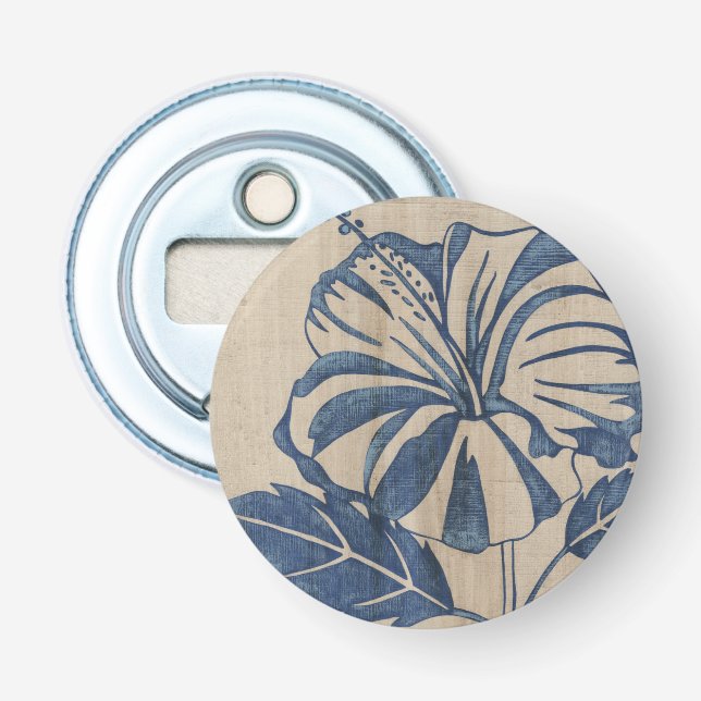 Indigo Hibiscus Bottle Opener (Front)