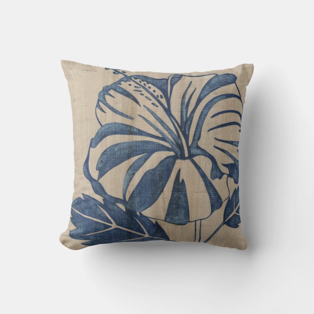 Indigo Hibiscus Cushion (Front)
