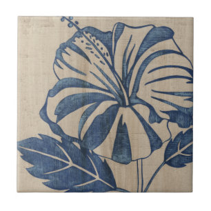 Indigo Hibiscus Tile