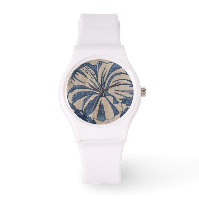 Indigo Hibiscus Watch (Front)