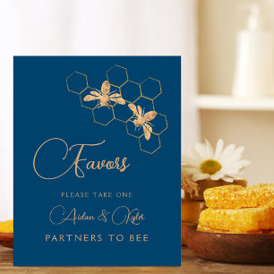 Indigo & Honeycomb Wedding Shower Favour Table Sig Poster