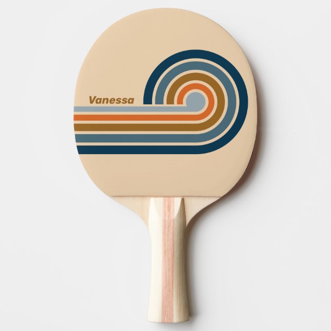 Indigo Horizon Curl Stripes with Name Ping Pong Paddle (Front)