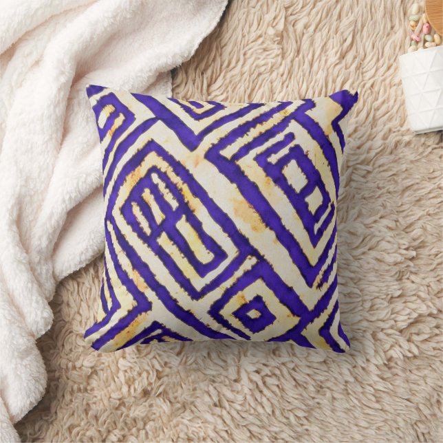 Indigo Ikat watercolor Cushion (Blanket)