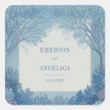 Indigo Ink Etched Woodland Frame Wedding