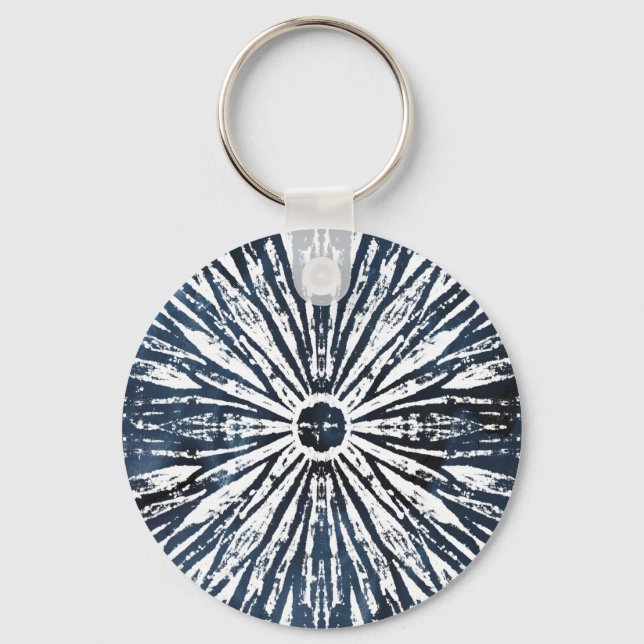 Indigo Ink Radial Motif Key Ring (Front)