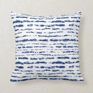 Indigo Japanese Shibori Lines Pattern Double Sided Cushion