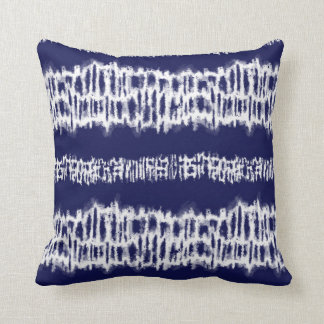 Indigo Japanese Shibori Tie Dye Stripes Print Cushion