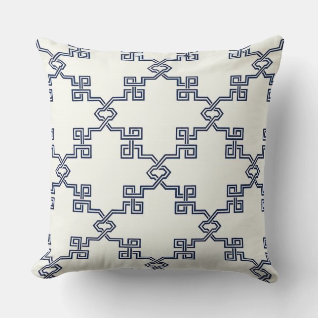 Indigo Lattice Designer Pillow (Front)