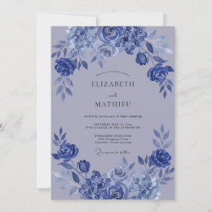 Indigo Lavender Serene Winter Wedding Invitation