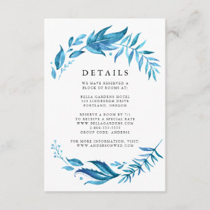 Indigo Leaves   Wedding Details Enclosure Card