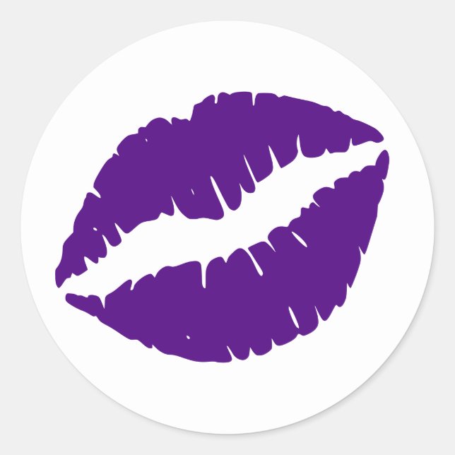 Indigo Lipstick Print Classic Round Sticker (Front)