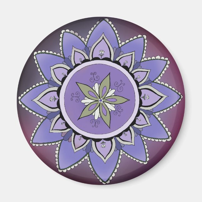 Indigo Lotus Magnet (round) (Front)