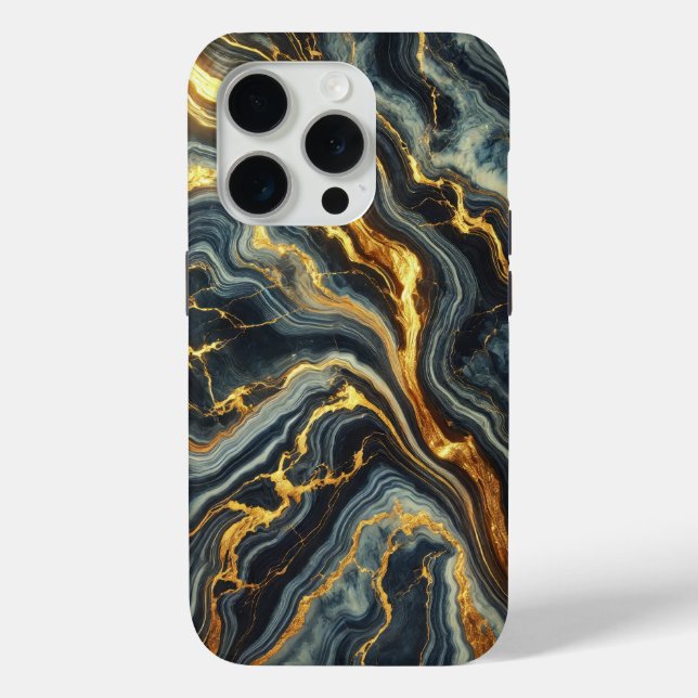 Indigo Marble with Golden Streaks  Case-Mate iPhone Case (Back)