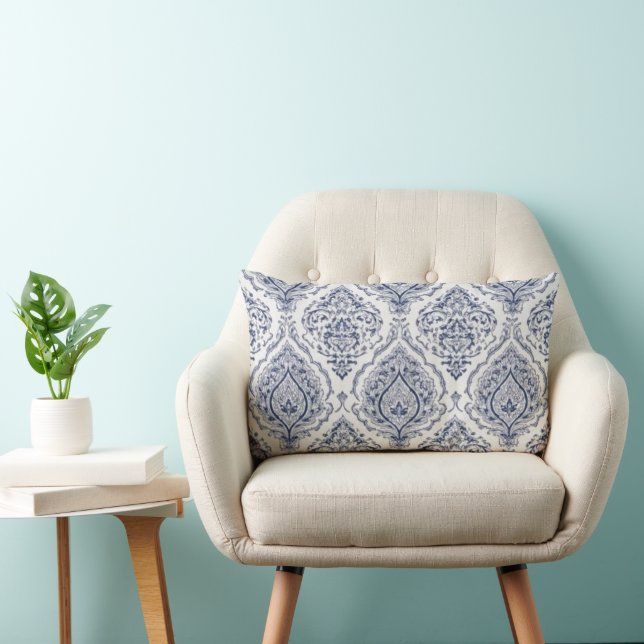 Indigo Medallion Lumbar Cushion (Chair)