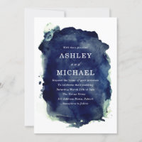 Indigo Midnight Blue Paint Splash & White Wedding