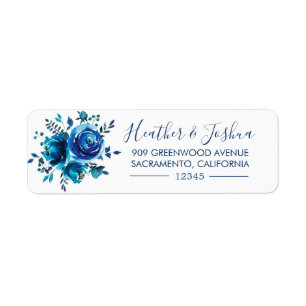 Indigo Mood Floral Return Address