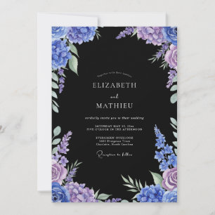 Indigo Moody Botanical Wedding Invitation
