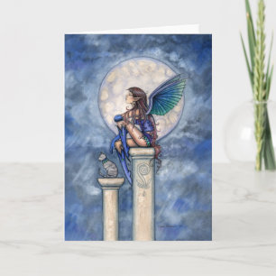 Indigo Moon Fairy and Cat Greeting Card