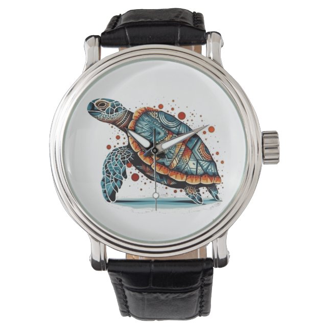 Indigo Mosaic Sea Turtle  Watch (Front)