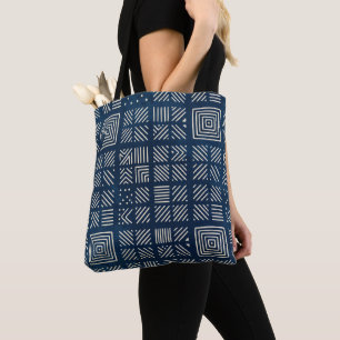 Indigo Mudcloth   Mosaic Minimalist Tote Bag