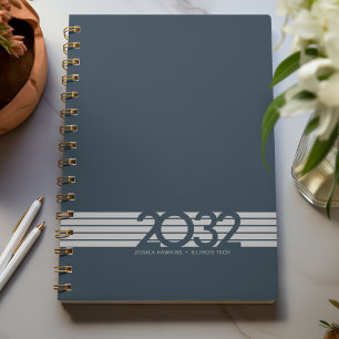 Indigo Navy Blue Bottom Stripe Spiral Weekly Planner