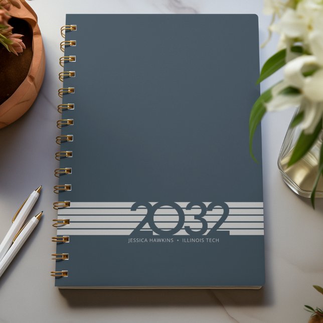 Indigo Navy Blue Bottom Stripe Spiral Weekly Planner (Creator Uploaded)