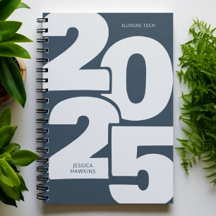 Indigo Navy Blue Overlapped Year Spiral Weekly Planner