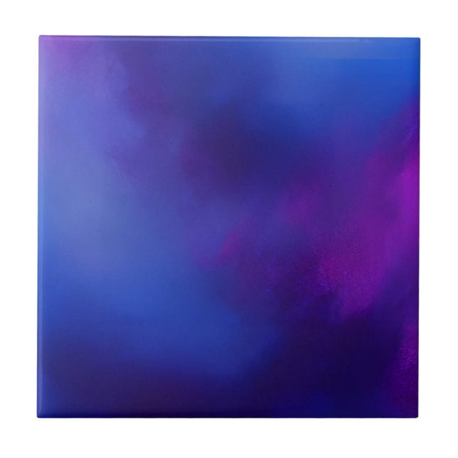 Indigo navy purple abstract art ceramic tile (Front)
