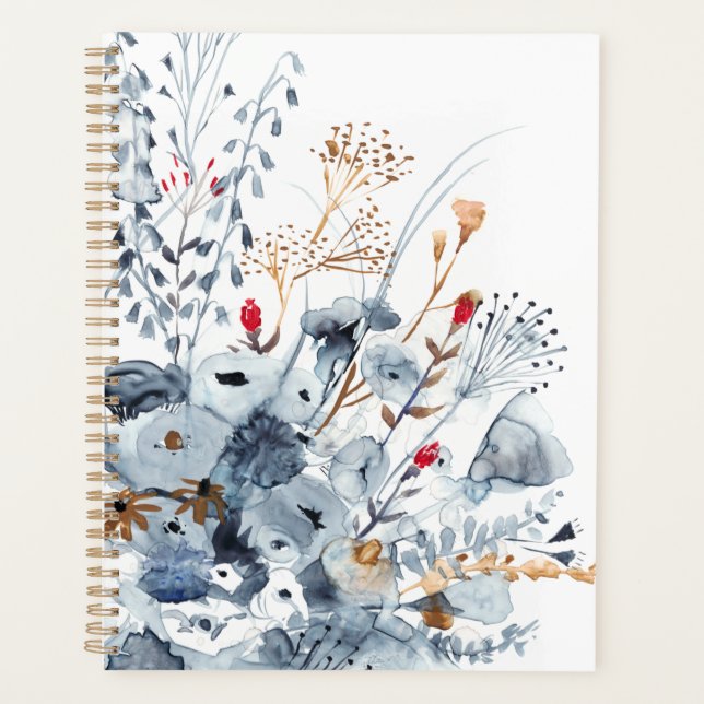 Indigo & Ochre - Watercolor Flowers Planner (Front)