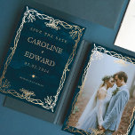 Indigo Ornament  Mediaeval Gold Ivy Wedding  Save The Date<br><div class="desc">Indigo Gold Ivy Golden  Elegant Wedding</div>