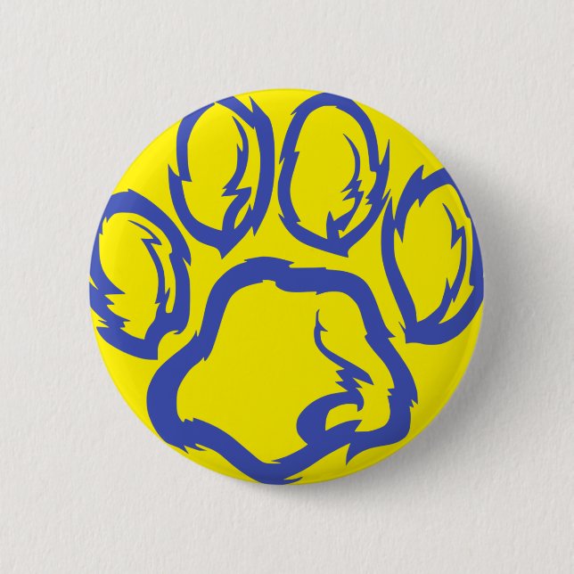Indigo Paw print - Yellow background 6 Cm Round Badge (Front)