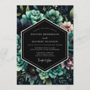 Indigo Penumbral Flora Wedding Invitation