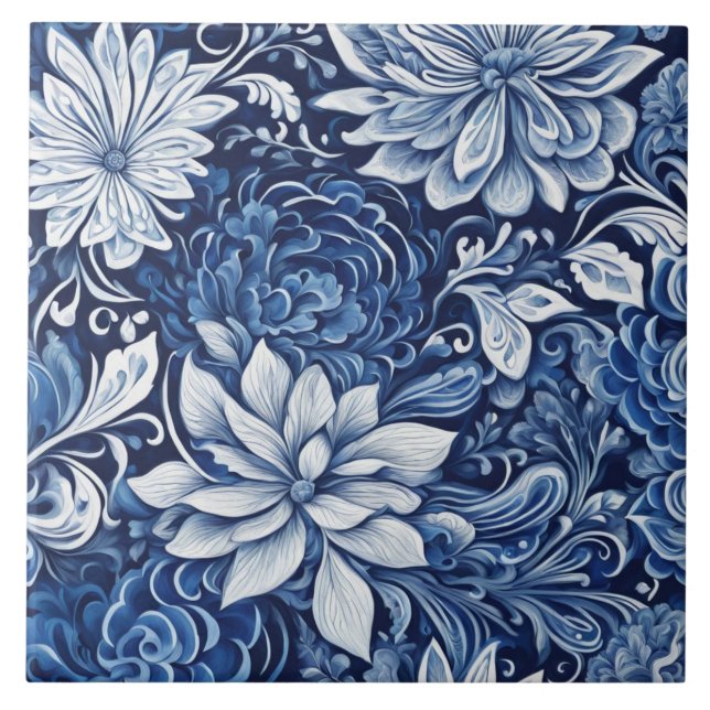 indigo petal tapestry tile (Front)