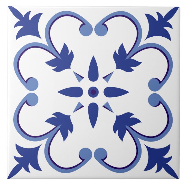 Indigo Petal Vine Tile (Front)