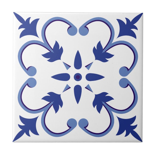 Indigo Petal Vine Tile (Front)