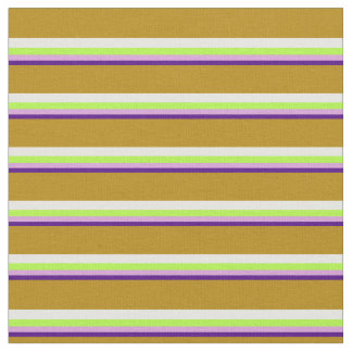 Indigo, Plum, Light Green, White & Dark Goldenrod Fabric
