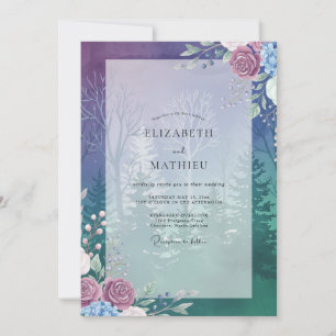Indigo Plum Peony Wedding Invitation